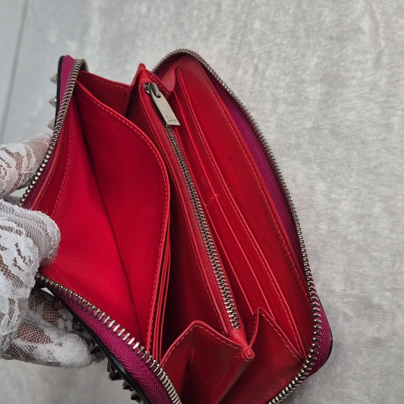 Christian Louboutin Panettone Fuchsia Pink Spike Wallet COA - Picture 13 of 17